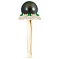 thumbnail image 3 of ANGARA Tahitian Cultured Pearl Floral Ring with Emeralds in 14K Yellow Gold for Women | June Birthstone, Birthday, Anniversary, Jewelry Gift for Women | Pearl Ring, 3 of 8
