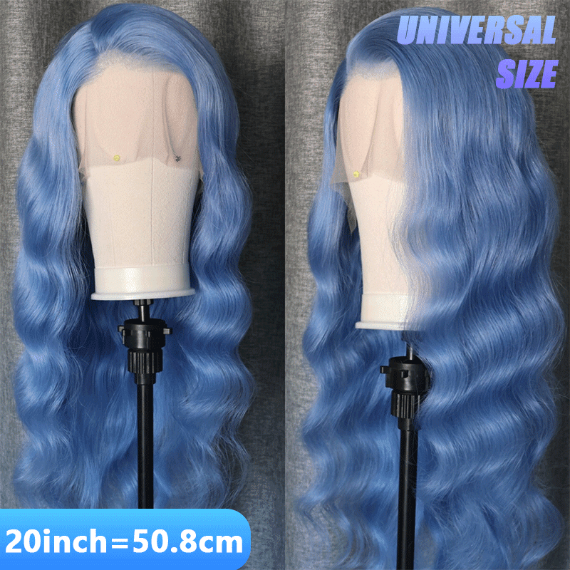 Blue Colored 13x4 Lace Front Wig Body Wave Brazilian Remy Human Hair Wigs Preplucked Natural Hairline High Density Elegant Hairstyle For Women Daily&Birthday&Wedding Use Wig 180 Density 20 Inch