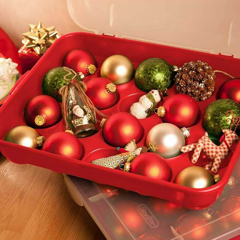 Ayieyill Premium Large Christmas Ornament Storage Box, Christmas Ornament  Organizer, with Side Open, Drawer Style Trays - Keeps 72 Holiday Ornaments