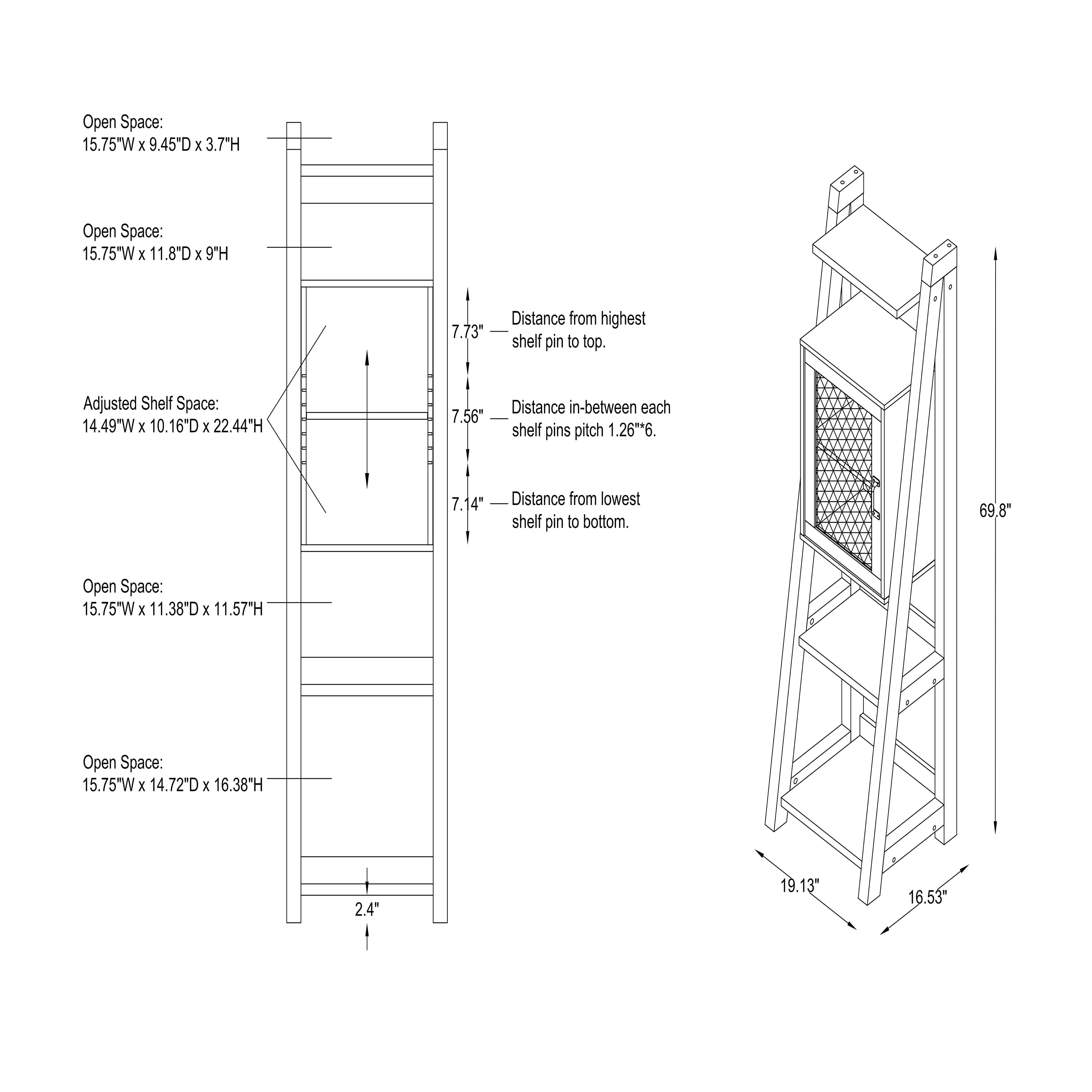 Furniture of America Zala Adjustable Shelf Wood Reclaimed Oak Tower Cabinet