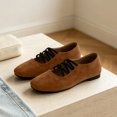 thumbnail image 7 of Miqool Flat Shoes for Women Square Toe Criss Cross Tie Low Block Heels Casual Fall Fashion Soft Comfortable Shoes, 7 of 7