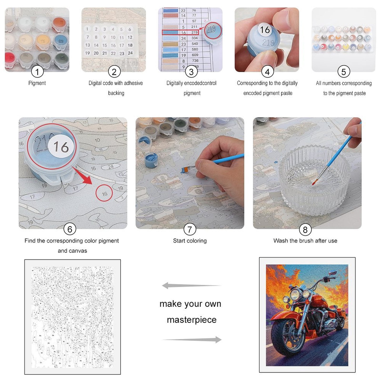 Paint by Numbers Kit for Adults, Motorcycle Sunset Ride Adventure Paint by Numbers, Easy Paint by Numbers Kit for Adults Beginner, DIY Adult Paint by Number Kits on Canvas, Home Decor