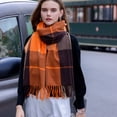 thumbnail image 4 of Bufanda para mujer, bufanda a cuadros, chal de invierno, bufanda de cachemira con borlas, bufandas grandes de gran tamaño, 4 of 6