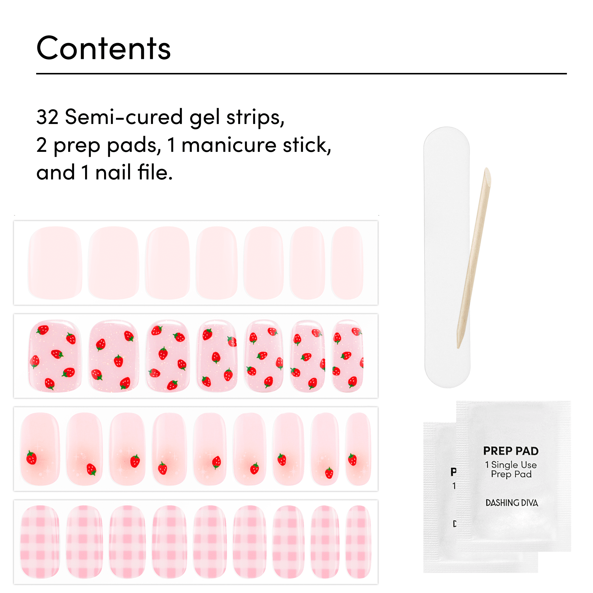 Dashing Diva Glaze Effects Semi-Cured Gel Strips, Central Park Picnic, 32 Count