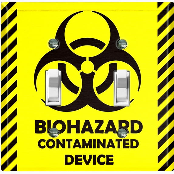 Metal Light Switch Plate Cover Yellow Contaminated Biohazard Sign SGN002