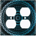 thumbnail image 3 of Metal Light Switch Plate Cover Teal Black Mandala Circle Pattern MDL002, 3 of 13