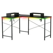 GTRACING L-Shaped Gaming Desk with RGB Light and Removable Storage Stands, Black