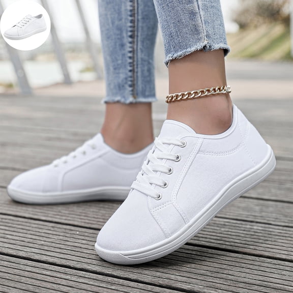 Willtoo Classic Low-Top Canvas Sneakers for Women Lightweight Lace-Up Casual Walking Shoes with Non-Slip Rubber Sole, Breathable Flat Skate Shoes