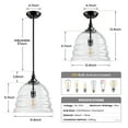 thumbnail image 2 of KAISITE Modern Black Metal Pendant Light Transparent Glass Dome Ripple Lampshade Pendant Lamp Kitchen Island Lighting Dining Room, 2 of 8