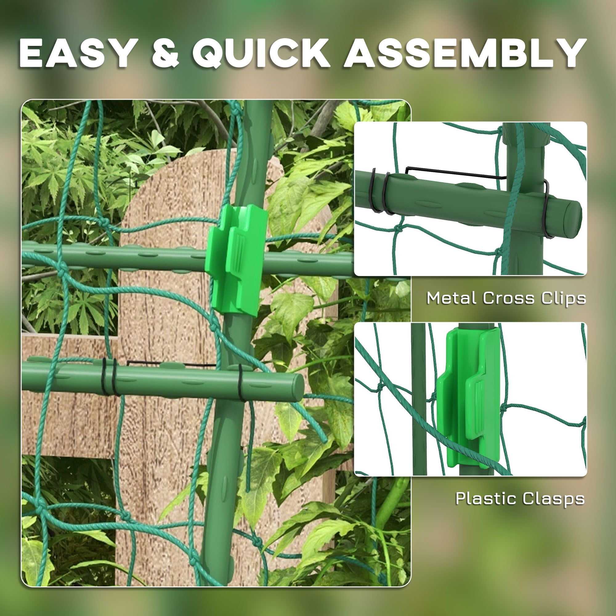 Metal Arch Garden Trellis for Climbing Plants, A-Frame with Net, 57"x66"x81", Green Outdoor Decor