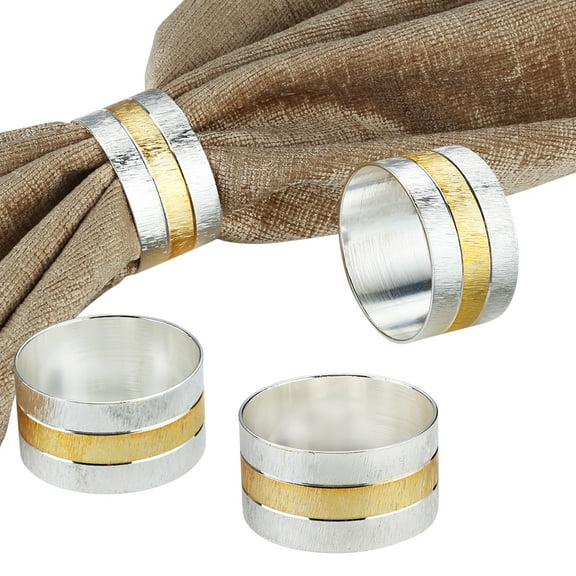 Napkin Rings, Metal Gold Round Napkin Rings Buckles for Table Decorations, Wedding, Dinner,Party, Set of 4