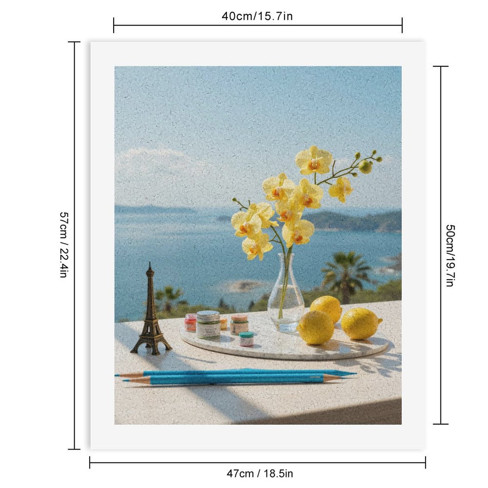 Paint By Numbers Kit for Adults Beginner - Yellow Orchid Lemons Art Supplies Ocean DIY Canvas Painting Kits for Adults, Frameless Paint By Number for Adults for Home Wall Decor 16x20 Inch