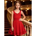 thumbnail image 4 of Aideaone Girls Sleeveless Square Neck Dress Ruched Waist A Line Church Party Style for Tweens Teens 7-16, 4 of 7