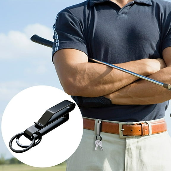 Fzsteel Stainless Steel Men's Car Key Chain with Belt Clip, Large Size Heavy Duty Key Holder for Outdoor, Secure One-Hand Operation Design