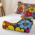 thumbnail image 4 of Erosebridal Cartoon Blossom Quilt King, Cute Flower King Coverlet Set, Gray Reversible, Multicolor Black, 3-Piece (1 Bedspread and 2 Pillowcases), 4 of 7