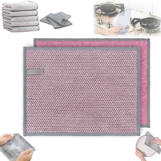 Trapos multiusos de alambre para lavar platos húmedos y secos, paño de limpieza de punto de malla de alambre, paño de cocina de alambre que no raya, paño de limpieza de cocina reutilizable (20 piezas,