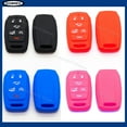 thumbnail image 4 of Dobrev 6 Button Silicone Cover Entry Fob Case Skin Protector Remote Control Holder for Dodge Ram 1500 Truck 2019 2020 2021 Limited Smart Key  black and purple, 4 of 4