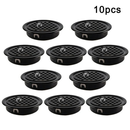 

10X Metal Cabinet Cupboard Round Air Vent Grill Cover Ducting Ventilation Home Black 35mm