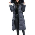 thumbnail image 4 of Olyvenn Women's Winter Puffer Coat Long Faux Fur Hooded Snow Jacket Thicken Thermal Down Outwear for Cold Freezing Weather Gray L, 4 of 7