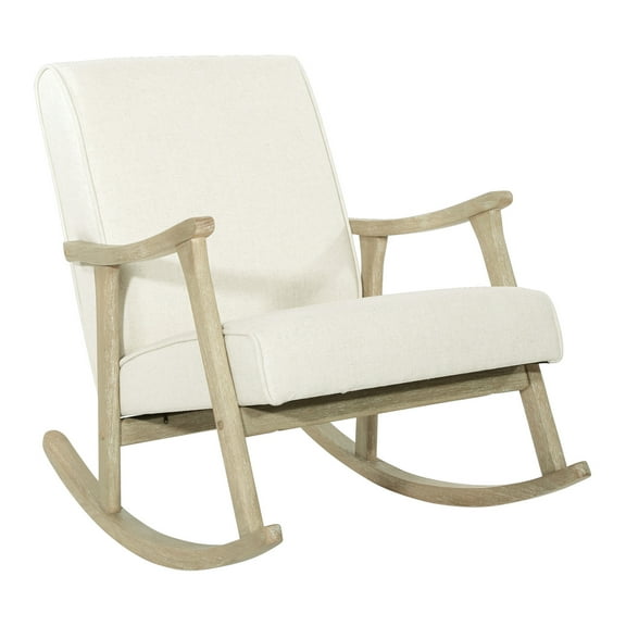 OSP Home Furnishings Gainsborough Rocker in Linen Fabric with Brushed Finish Base