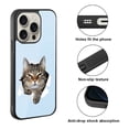 thumbnail image 2 of WIRESTER Shockproof Soft Rubber Cover Case for Apple iPhone 16 Pro 6.3" 2024, Brown Tabby Cat Spying On Light Blue Background, 2 of 5