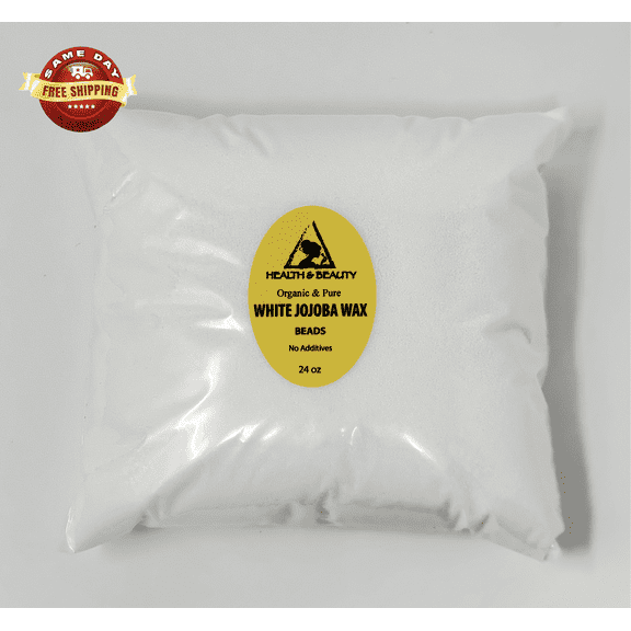 JOJOBA WAX WHITE BEADS ORGANIC PASTILLES PREMIUM GRADE NATURAL 100% PURE 24 OZ