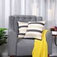 thumbnail image 2 of PiccoCasa 2Pcs Decorative Throw Pillow Covers Striped Cushion Cases, Black and Beige 18"x18", 2 of 7