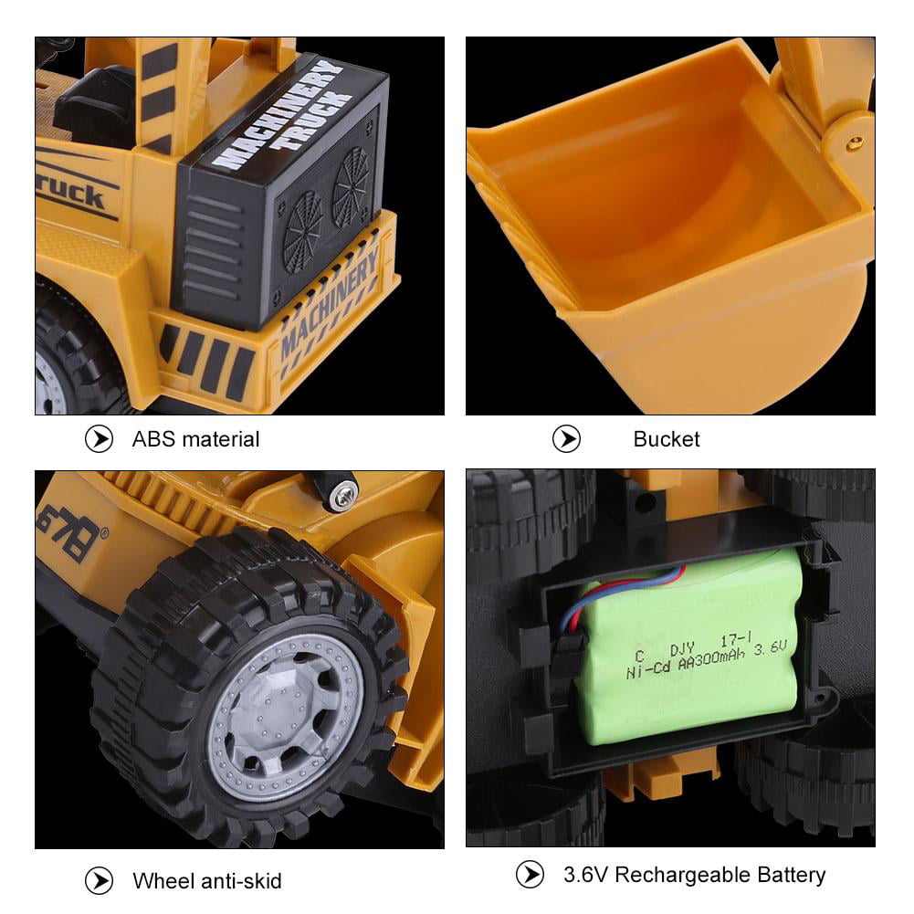 5 Channel Excavator Bucket RC Digger Remote Control Vehicle Toy 