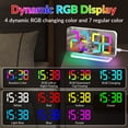 thumbnail image 3 of 7”Digital Alarm Clock for Home Bedroom, RGB 10 Colors Night Light&11 Colors Digits Time LED Display Number, Electric Alarm Clocks Mirror Surface w/Diming Mode,Snooze,12/24H,Buzzer Volume,Dual USB Port, 3 of 10