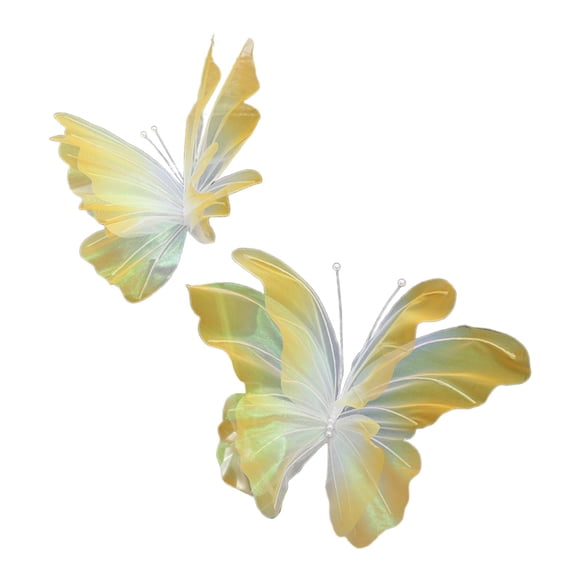 Luzkey 2Pcs Artificial Butterfly Decoration Butterfly Mariage Decor DIY Lightweight Supplies Giant Butterfly for Wedding Living Room Yellow
