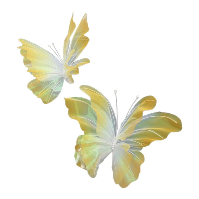 2 mariposas artificiales decorativas para fiestas, mariposas gigantes versátiles. Amarillo