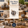 thumbnail image 6 of Vintage Fabric Apple Decor, 3-Piece Stuffed Cotton Apple Ornaments, Blue Gingham Farmhouse Table Centerpiece, Hanging Fall Christmas Home Decor for Mantel, Shelf, Dining Room, 6 of 8