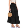 thumbnail image 6 of oqasdz Maxi Skirts for Women Casual Elegant High Waisted A Line Flowy Ruffles Solid Color Tiered Thin Breathable Formal Long Skirt, 6 of 7