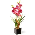 thumbnail image 1 of Fleurs d'Orchidée Rose en Pot avec Base Carrée Noire Mate, 1 of 1