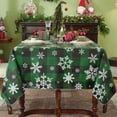 thumbnail image 3 of SASTYBALE Christmas Tablecloth Rectangle Vinyl with Flannel Backing, Buffalo Plaid Snowflake Print, Waterproof & Heavy Duty Plastic Table Cover for Dining, Party, Holiday, 3 of 7