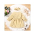 thumbnail image 3 of xiaxaixu Kids Solid Color Round Neck Long Sleeve One-Piece with Headband, 3 of 9