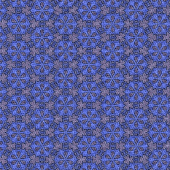 Ahgly Company Machine Washable Indoor Square Transitional Sapphire Blue Area Rugs, 6' Square