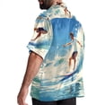 thumbnail image 3 of Surfing in Summer Men's Hawaiian Poplin Casual Printed Button Down Short Summer Beach Shirts, Unisex, 3 of 6