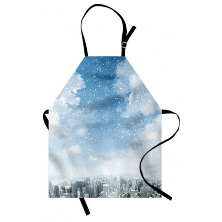 

Winter Apron Snow Falling Down on New York City Urban Life Skyscrapers Streets Cold Weather Unisex Kitchen Bib Apron with Adjustable Neck for Cooking Baking Gardening Blue Grey White by Ambesonne