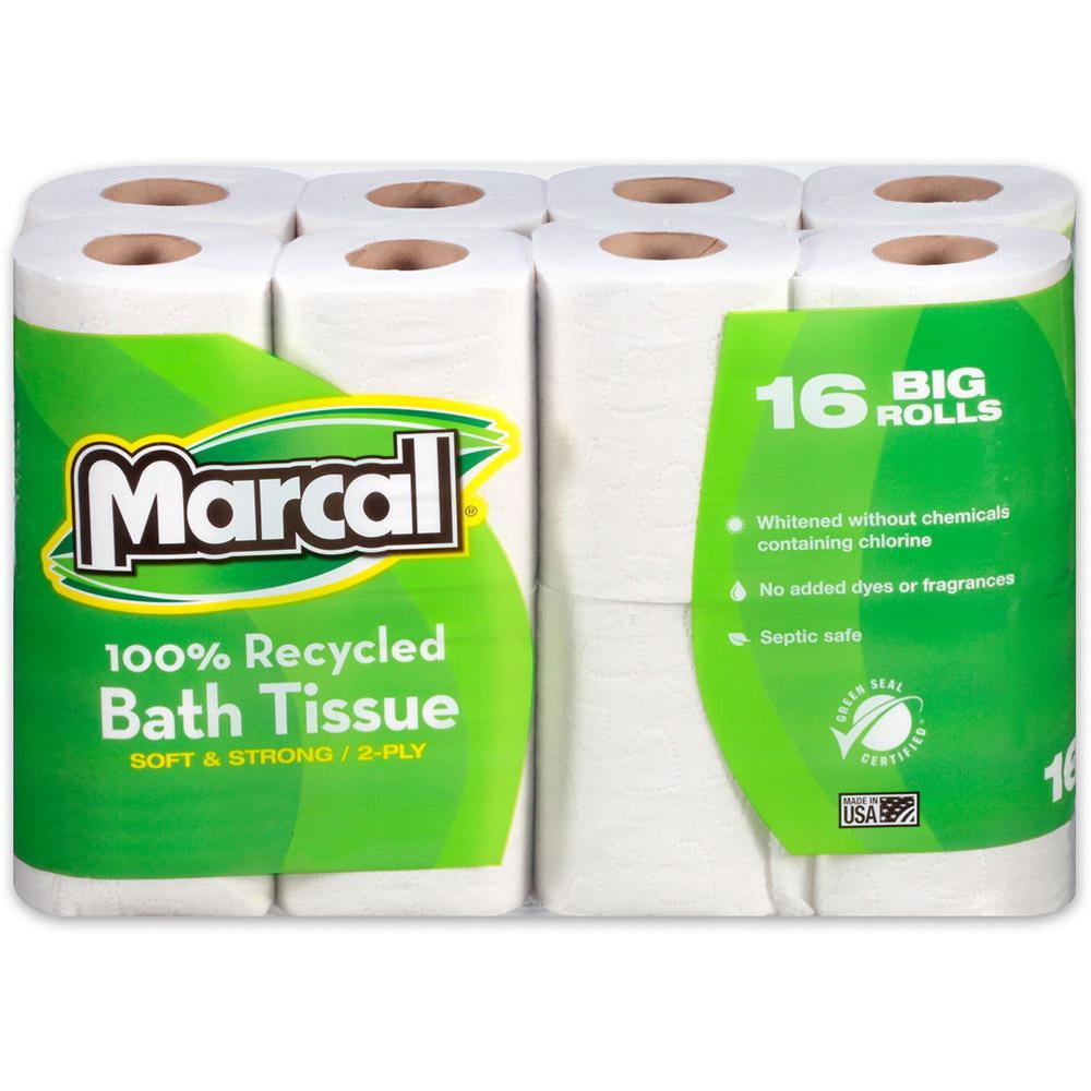 Marcal 100% Recycled Two-Ply Toilet Paper, White, 96 Rolls/Carton -MRC16466