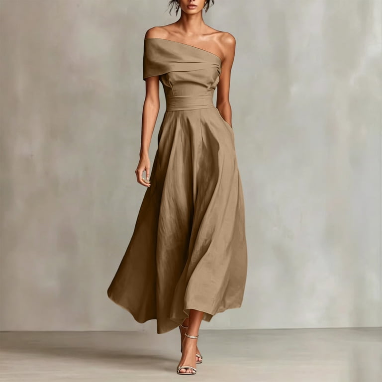semi formal a line dresses Chic YC Women's 3/4 Sleeve Flared Dress Casual Wedding Guest Office Lady with Belt LilacPurple / M Sage Sizes a line semi formal dresses