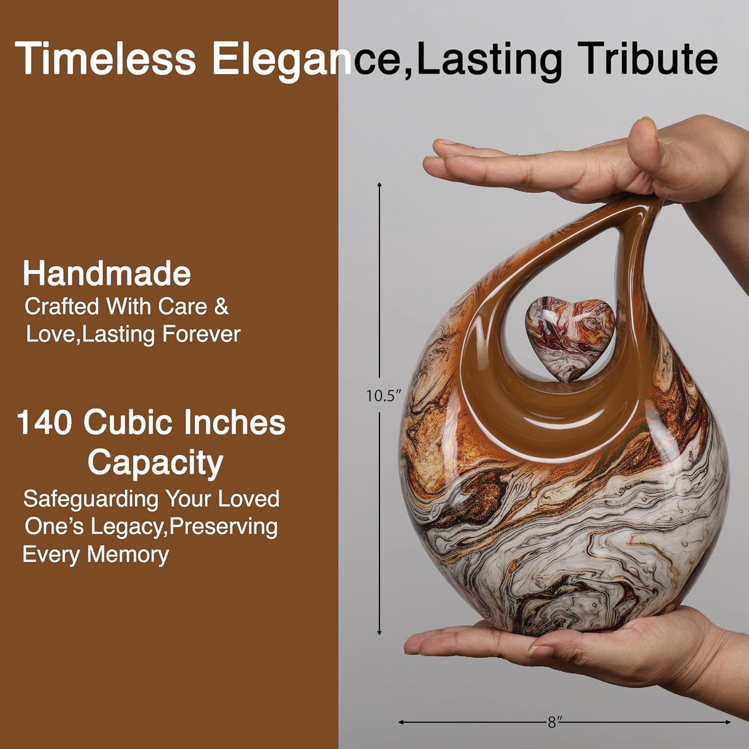 Multicolor 10 Inches Teardrop urn with Matching Heart - Large Cremation Urn - Unique Urn - Ash for Men/Males/Females and Big Pets from Keepsake Company