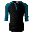 thumbnail image 2 of H2H Mens Casual Slim Fit Raglan 3/4 Sleeve Henley T-Shirts(CMTTS0174), 2 of 5