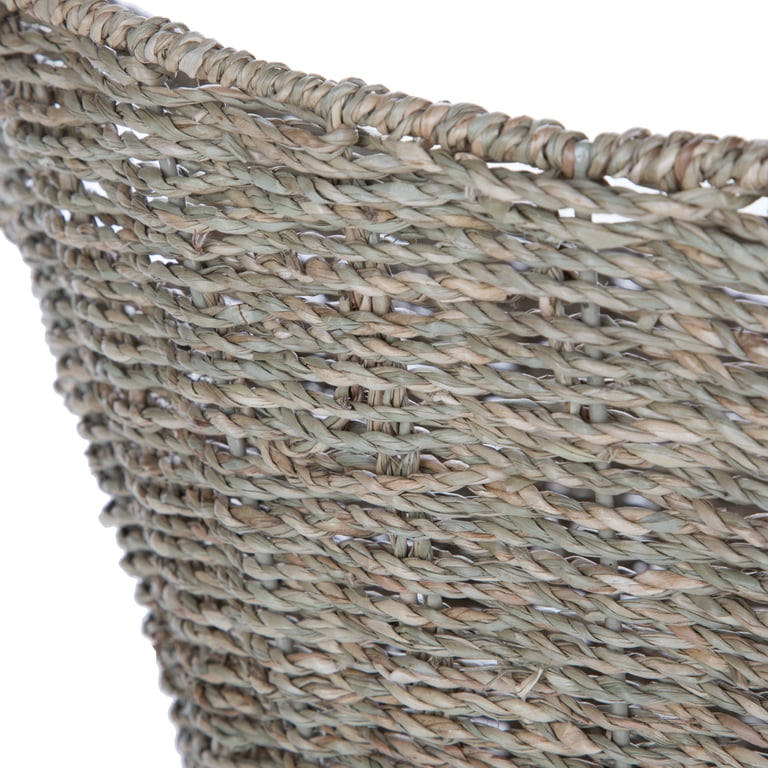 Oval Natural Seagrass Storage Basket with Handles photo 6