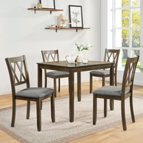 Noble House Wooden Dining Chairs Set of 4, Upholstered Side Chairs with Padded Seat and Cross Back, Walnut