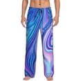 thumbnail image 2 of Picia Swirl Blue And Purple Mens Soft Woven Cotton Elastic Waistband Sleep Pajama Pant Lounge Sleep Pant With Pockets And Drawstring-Small, 2 of 9
