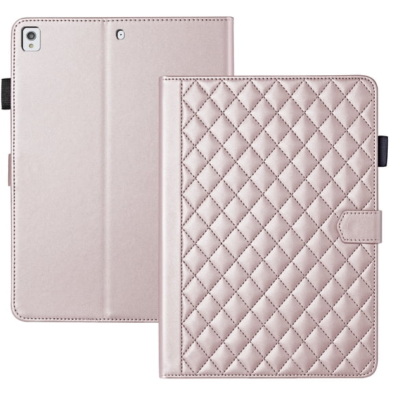 For iPad 10.2 inch 2020/2019 Released (8th Gen/7th Gen) Case, Rhombus Pattern Multiple Viewing Angles Stand Slim Folio Cover (Rose Gold)