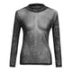 thumbnail image 3 of Blusa transparente de manga larga con malla brillante para mujer: top sexy transparente, cuello redondo, lavado a mano, 3 of 5