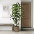 thumbnail image 4 of LCG Florals Artificial Tree, Faux Designer Ficus Tree, 6 ft (72in) in Handwoven Rattan Basket, Indoor Tree for Living Room, Office, & Home Decor, 4 of 10