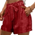 thumbnail image 4 of Hvogkswy Shorts for Women Bow-Tie Elastic Waist Shorts with Pockets Soft Loose Fashion Vintage Summer Beach Vacation Casual Shorts, 4 of 6